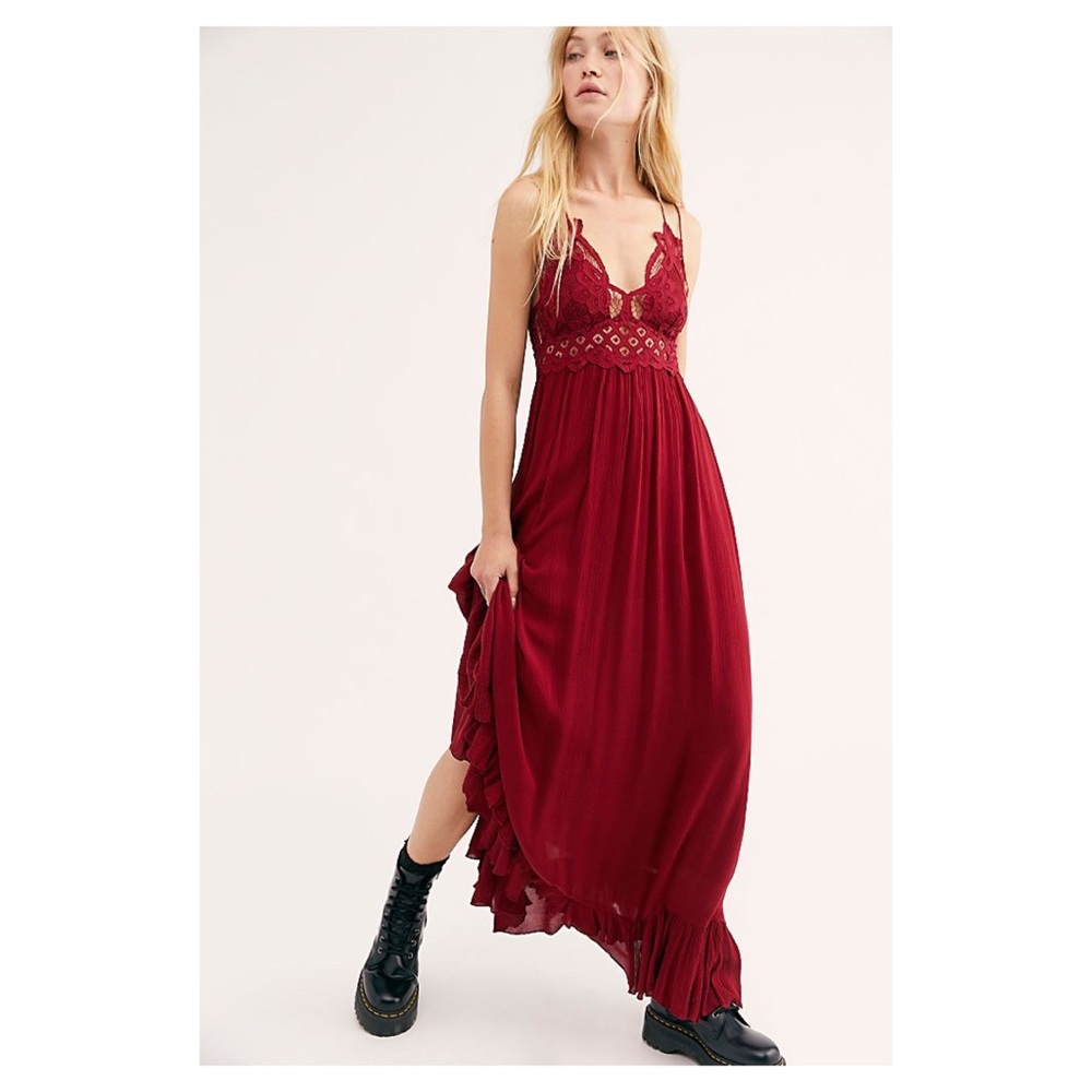 COPY - Free People One Adella Maxi Slip - Cranber…